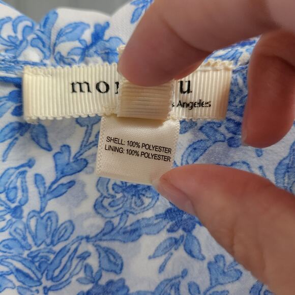 Monteau Blue Floral Print Flutter Sleeve Vneck Dress - Picture 7 of 9